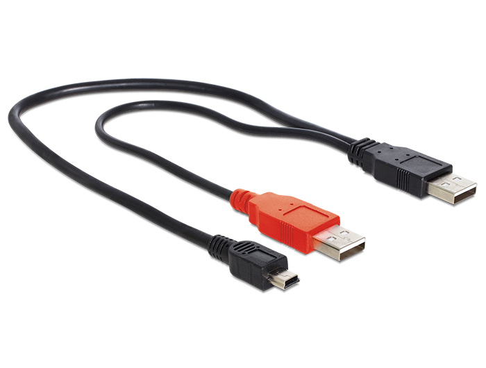 DeLock Cable 2x USB 2.0-A male > USB mini 5-pin