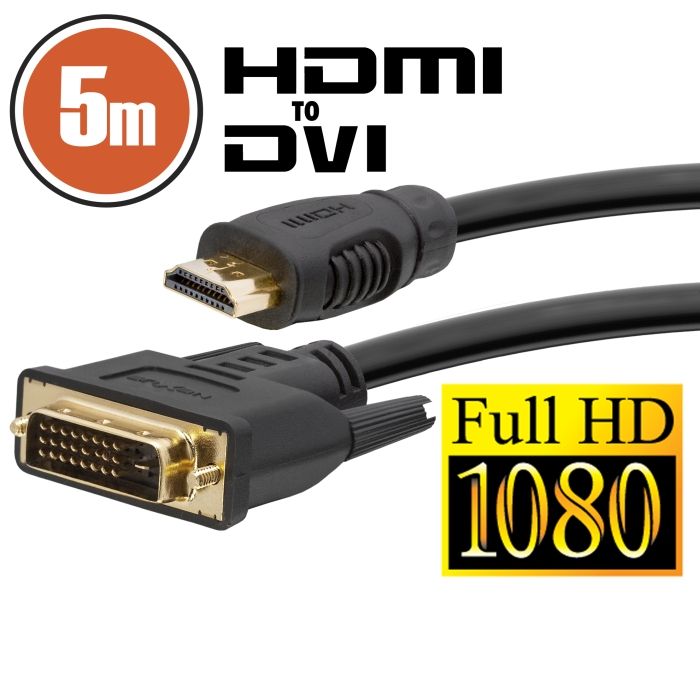 Delight DVI-D (Dual Link) - HDMI kábel 5m Black aranyozott