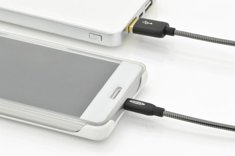 Ednet USB2.0 Sync/Charger Cable Metal Colored 1m Black