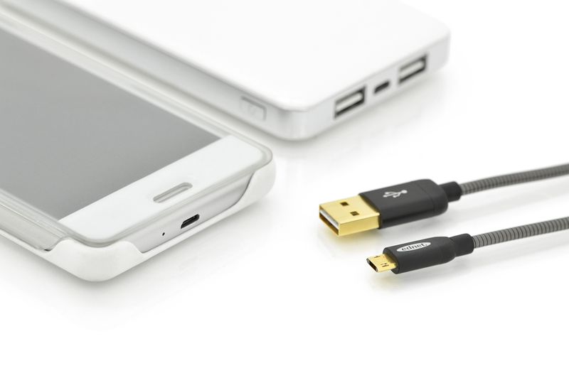 Ednet USB2.0 Sync/Charger Cable Metal Colored 1m Black