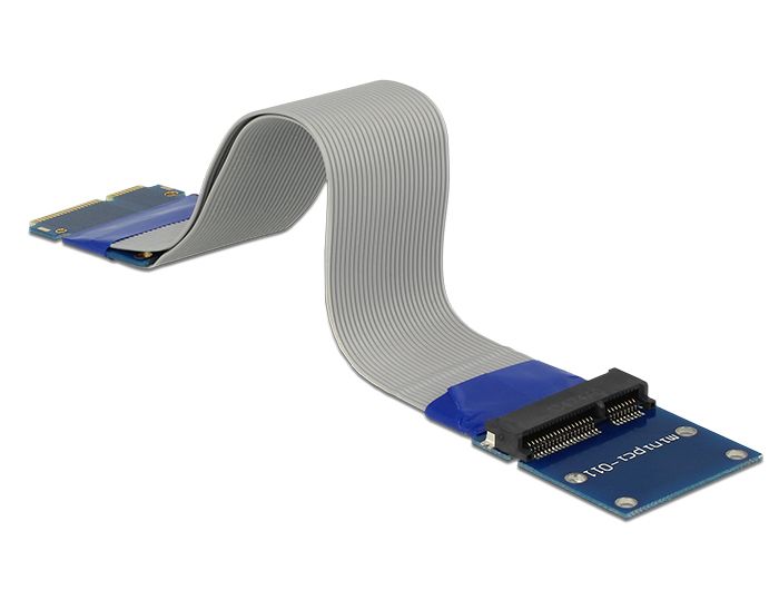 DeLock Extension Mini PCI Express / mSATA male > slot riser card with flexible cable 13cm