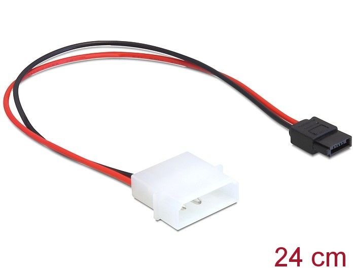 DeLock Power Cable Molex 4 pin plug to Slim SATA 6 pin receptacle 24.5 cm