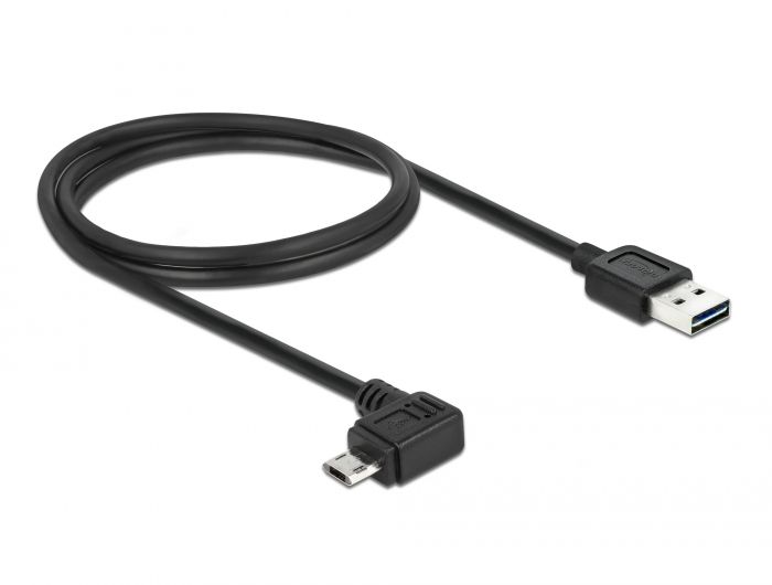 DeLock EASY-USB 2.0 Type-A male > EASY-USB 2.0 Type Micro-B male angled left/right 1m cable Black