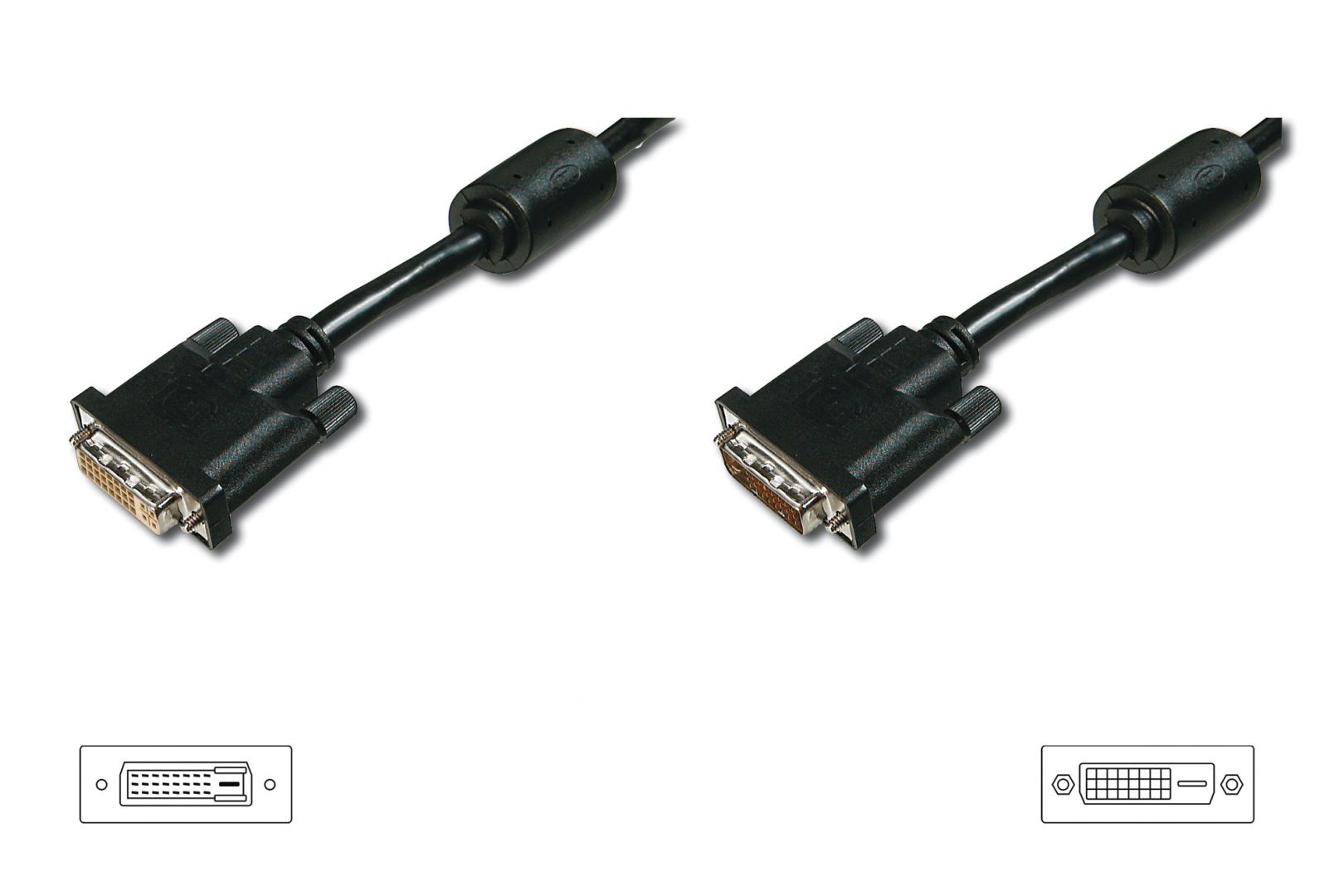 Assmann DVI extension cable, DVI(24+1), 2x ferrit