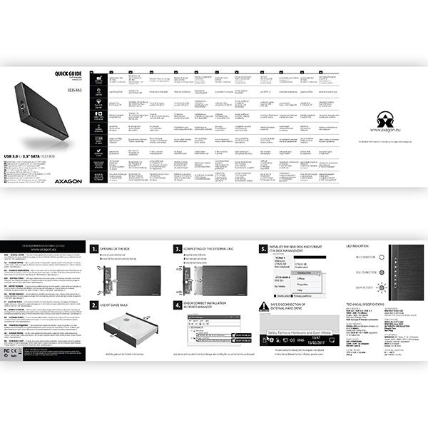 AXAGON EE35-XA3 3,5" USB3.0 HDD SATA Aline Box Black