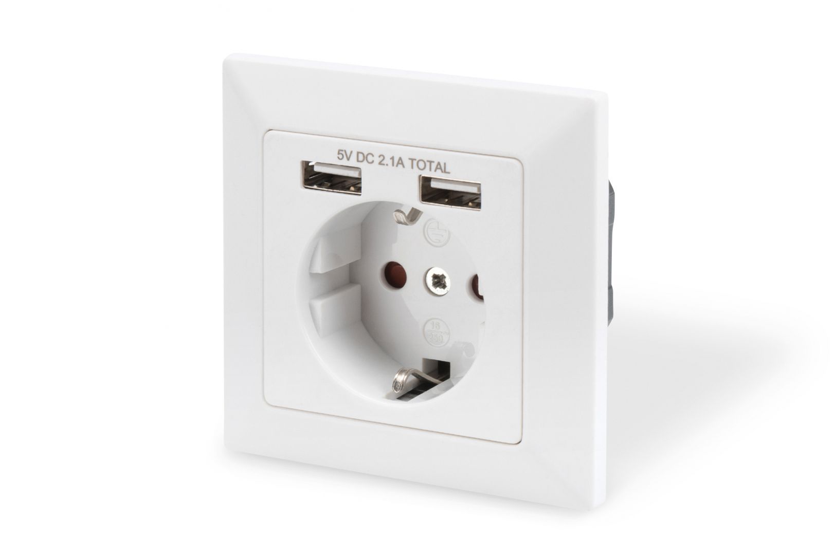 Digitus Safety Wall Outlet, 2x USB, USB output total: