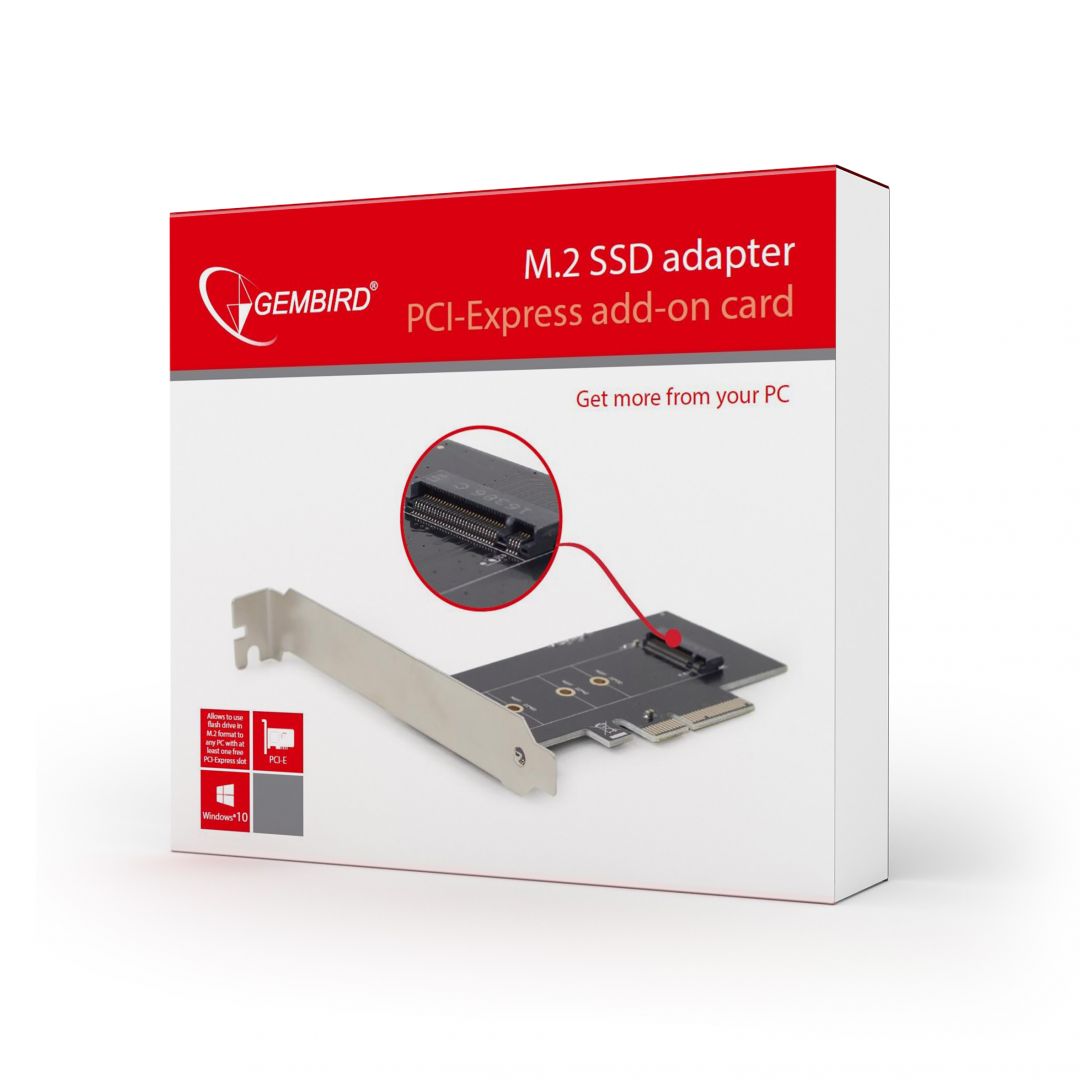 Gembird PEX-M2-01 M.2 SSD adapter PCI-Express add-on card (with extra low-profile bracket)