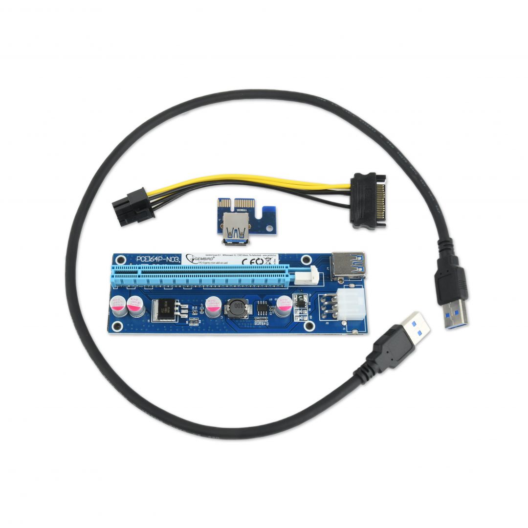 Gembird RC-PCIEX-03 PCI-Express riser add-on card PCI-ex 6-pin power connector