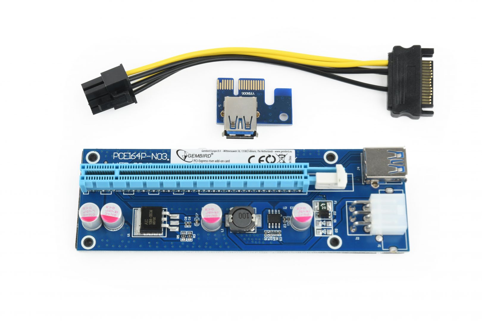 Gembird RC-PCIEX-03 PCI-Express riser add-on card PCI-ex 6-pin power connector