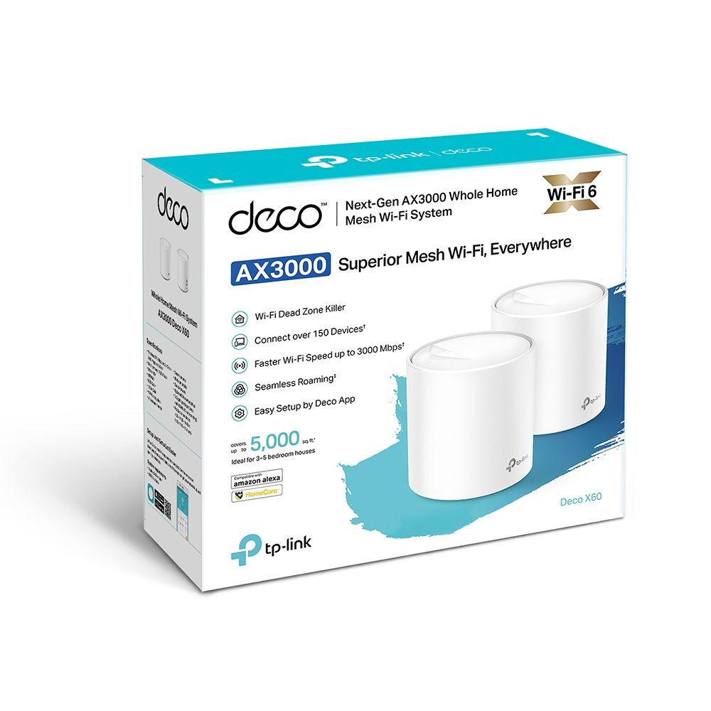TP-Link Deco X60 AX3000 Whole Home Mesh Wi-Fi 6 System (2-pack)