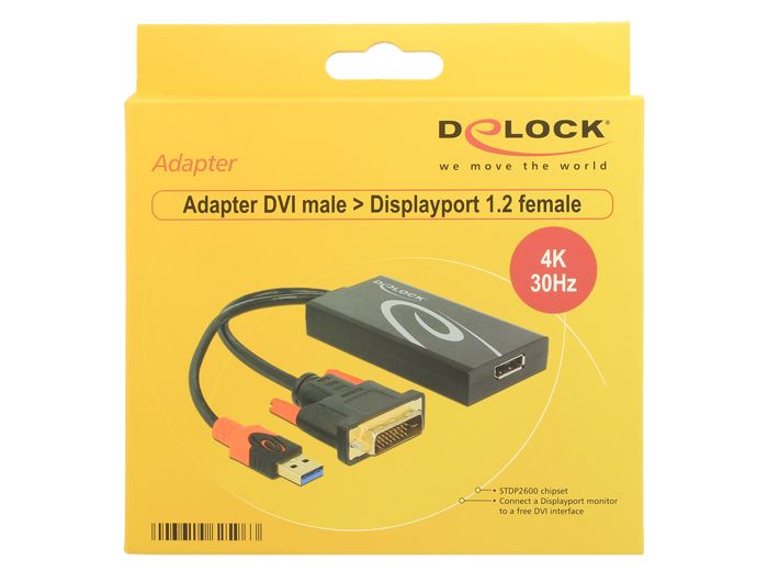 DeLock DVI-D (Dual Link) male > Displayport 1.2 female Adapter Black