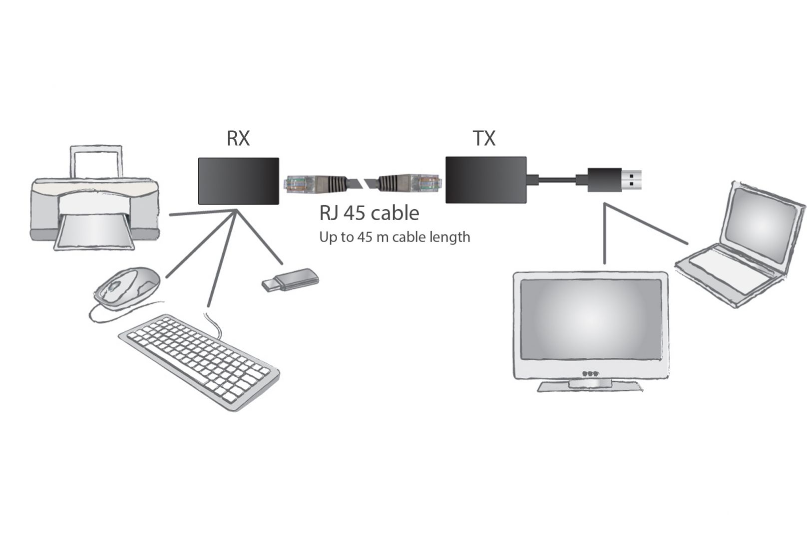 Digitus USB Extender, USB1.1, up to 45 m / 150 ft
