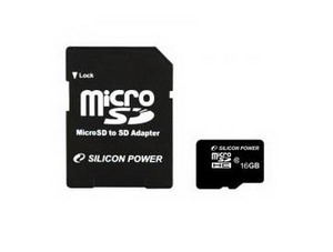 Silicon Power 16GB Micro Secure Digital Card CL10 + adapterrel