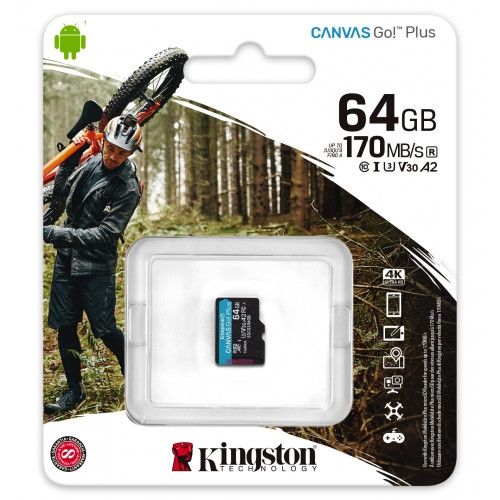 Kingston 64GB microSDXC Canvas Go! Plus 170R A2 U3 V30 Card adapter nélkül