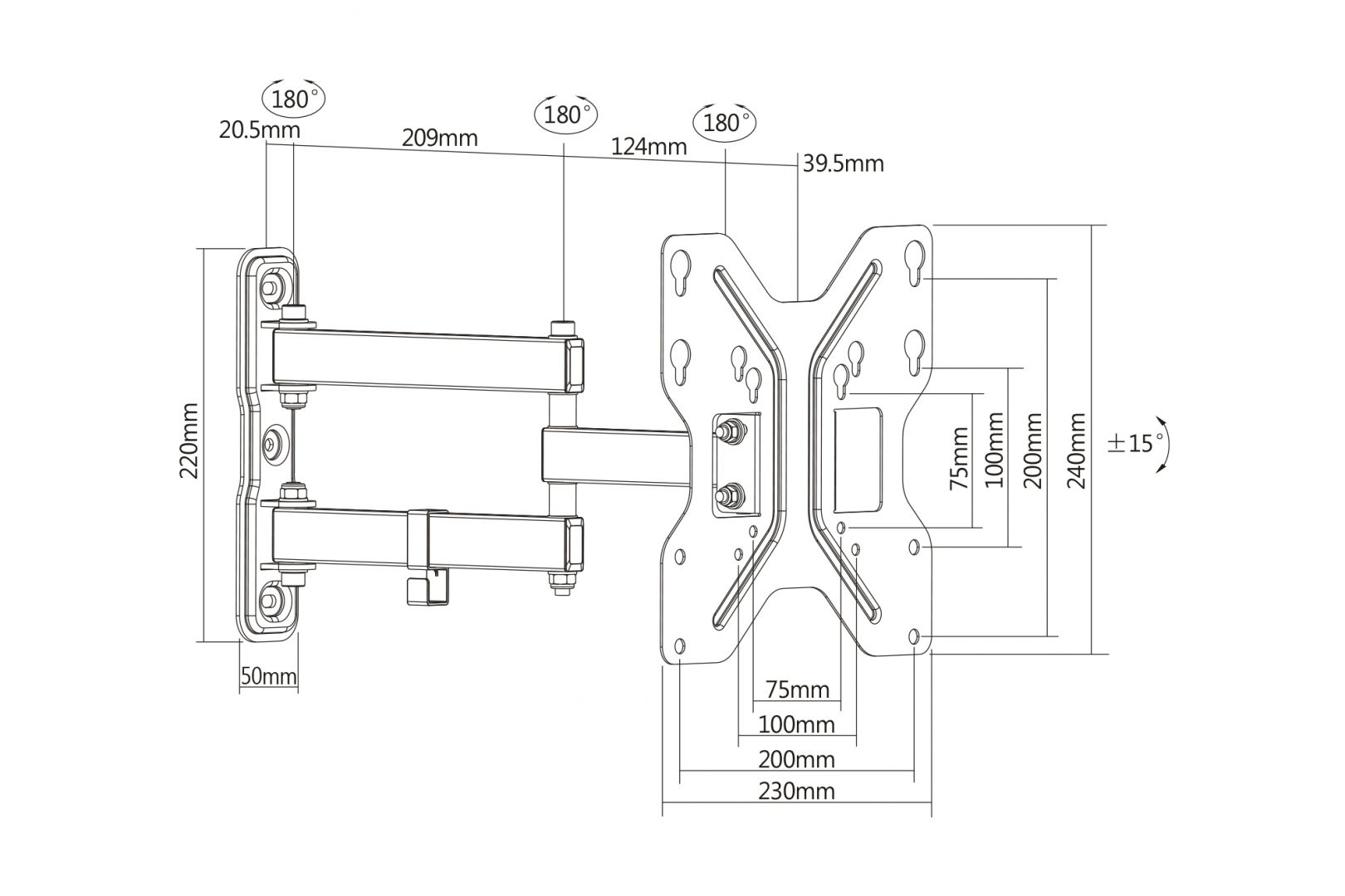 Digitus 3D Universal TV/Monitor Mount up to 107cm (42")