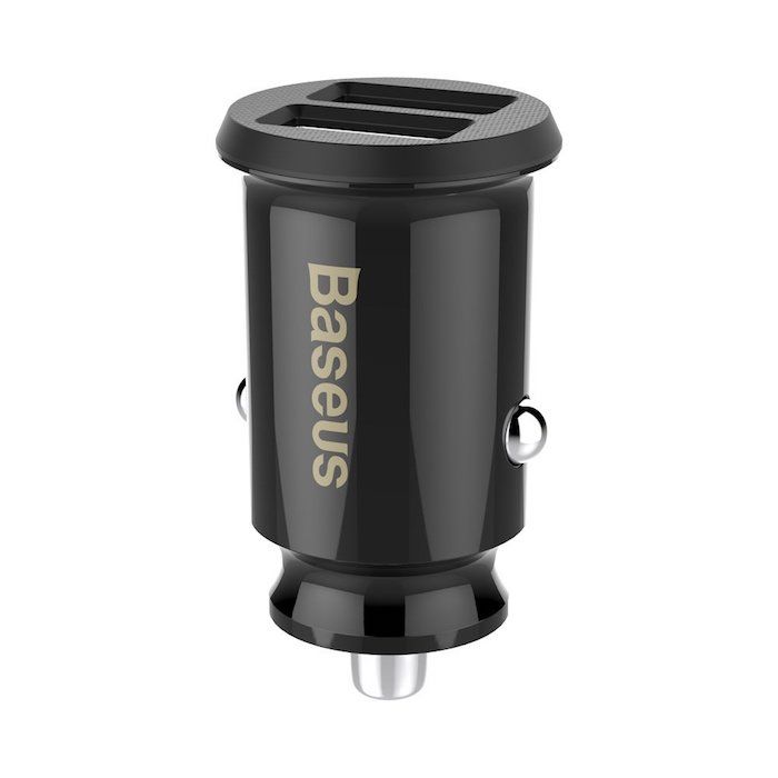 Baseus Grain Car Charger Mini Universal Smart Car Charger Black
