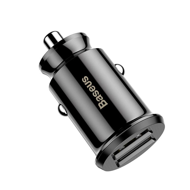 Baseus Grain Car Charger Mini Universal Smart Car Charger Black