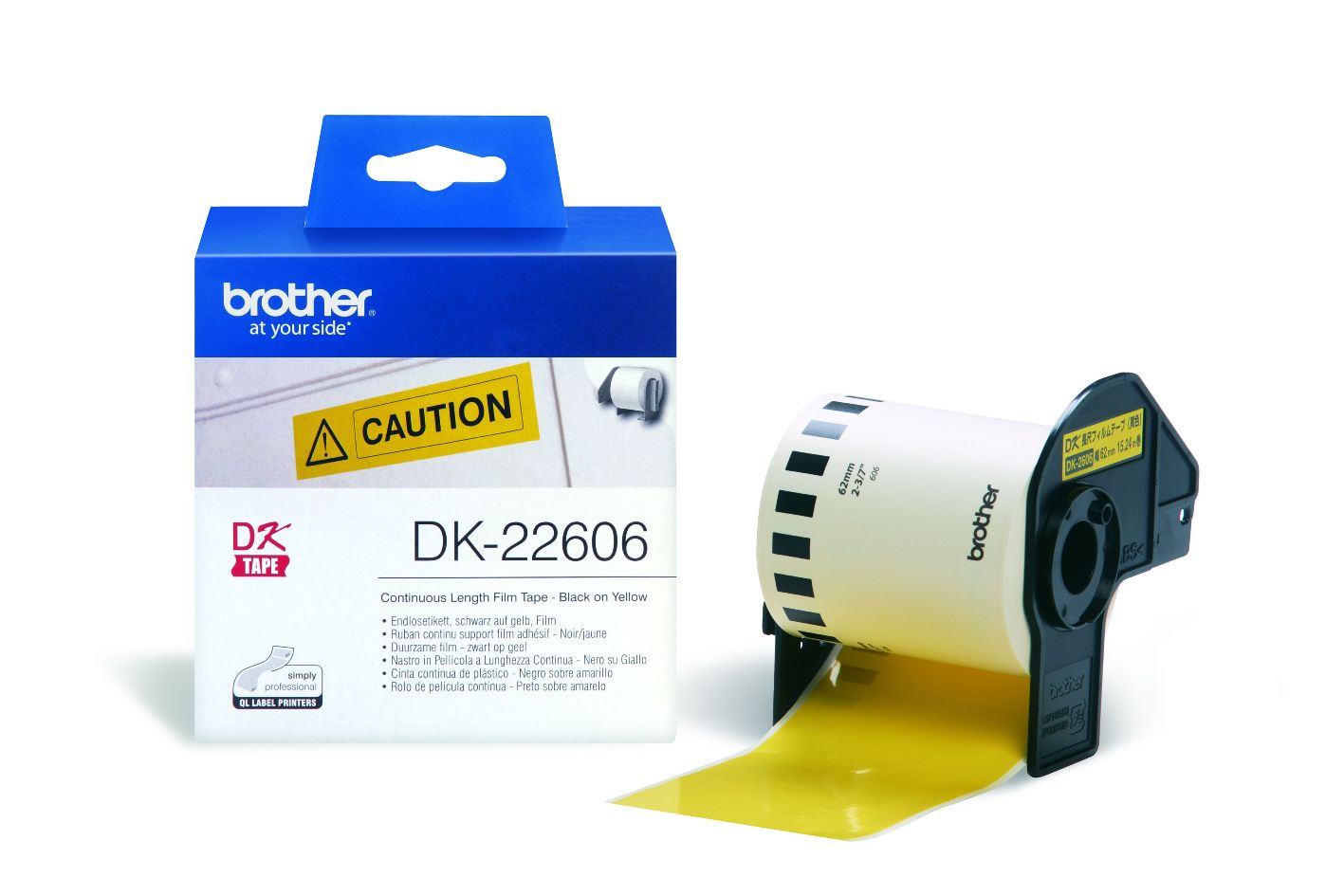 Brother DK-22606 folytonos szalagcímke 62mm x 15,24m öntapadós Yellow