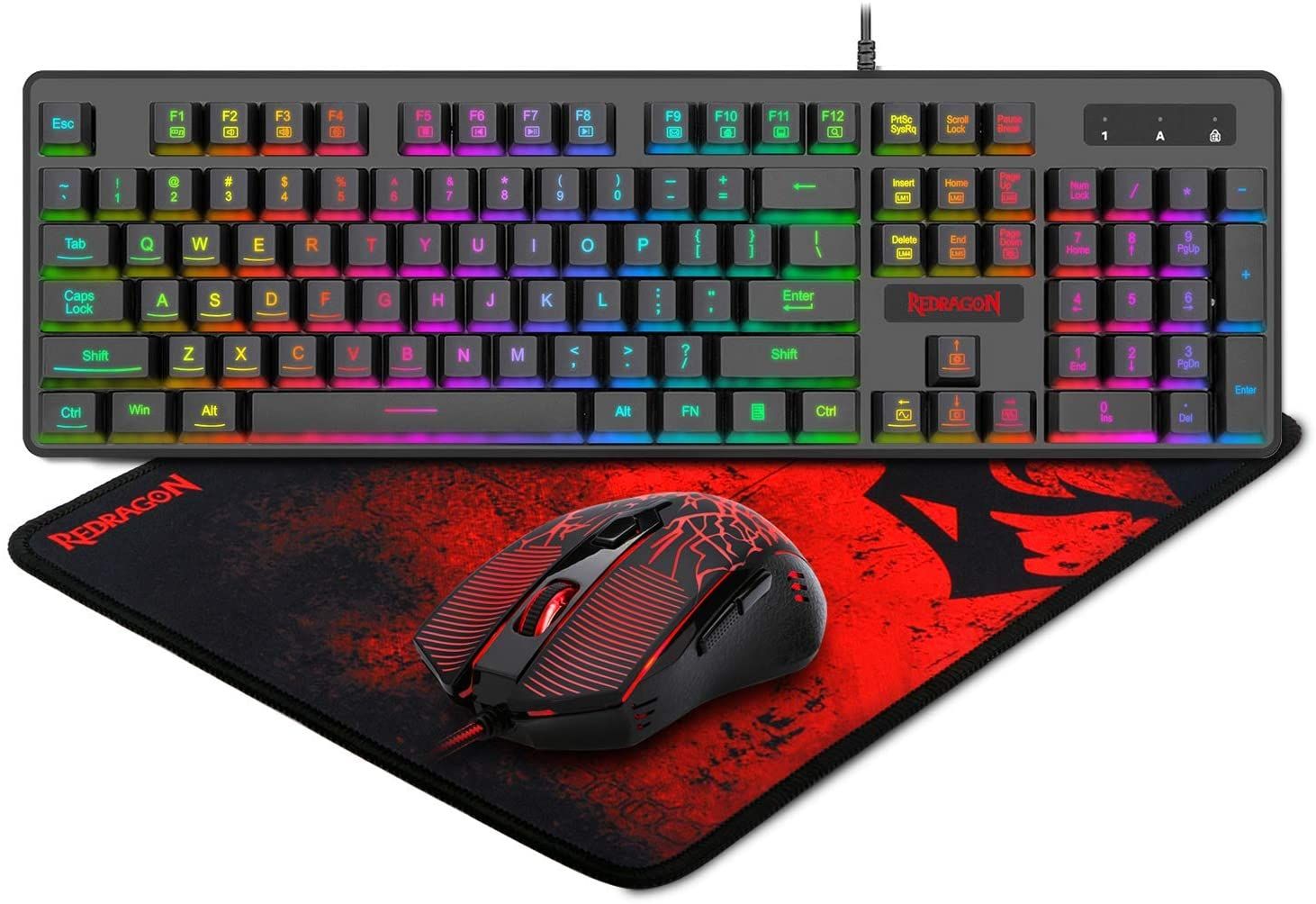 Redragon S107 RGB 3in1 Combo Gaming Keyboard and mouse and mousepad Black HU