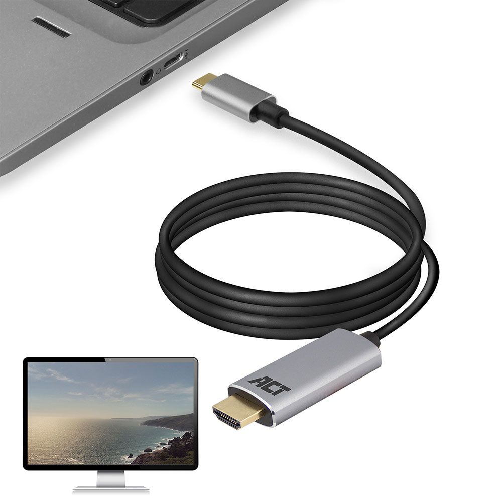 ACT AC7015 USB-C to HDMI 4K connection cable 1,8 Black