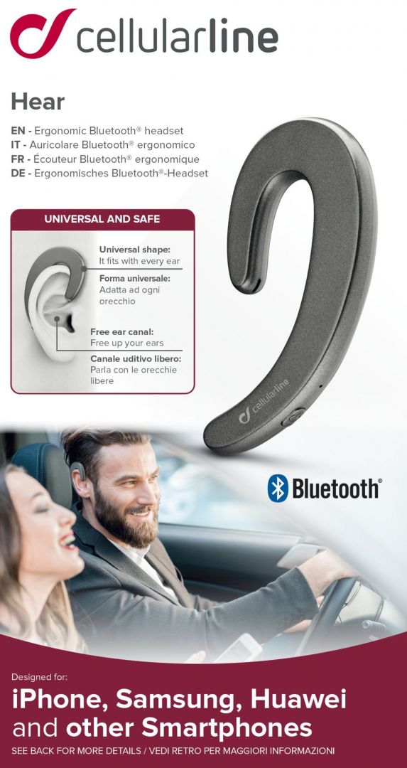 Cellularline Bluetooth headset Hear with ergonomic design, black