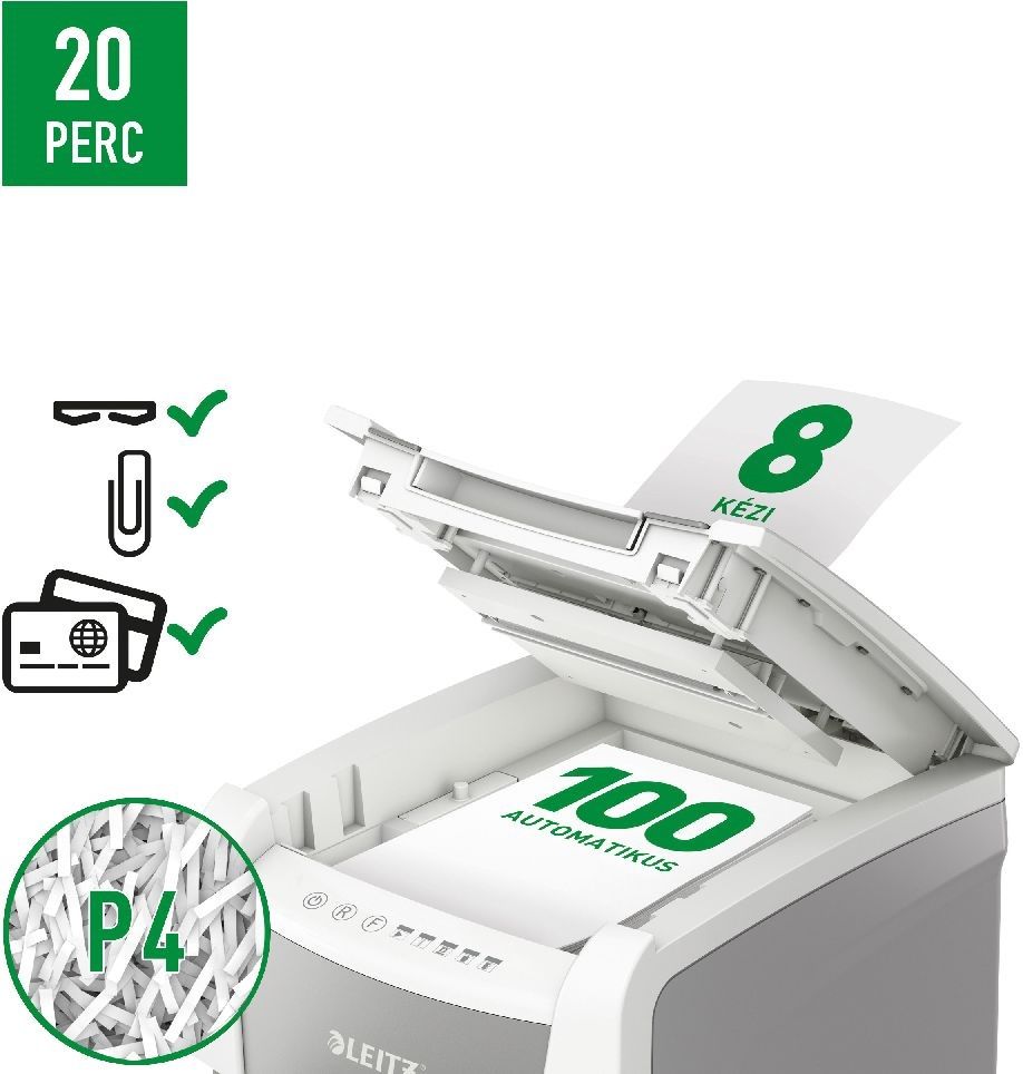Leitz IQ AutoFeed SmallOffice 100 P4 Pro automata iratmegsemmisítő White