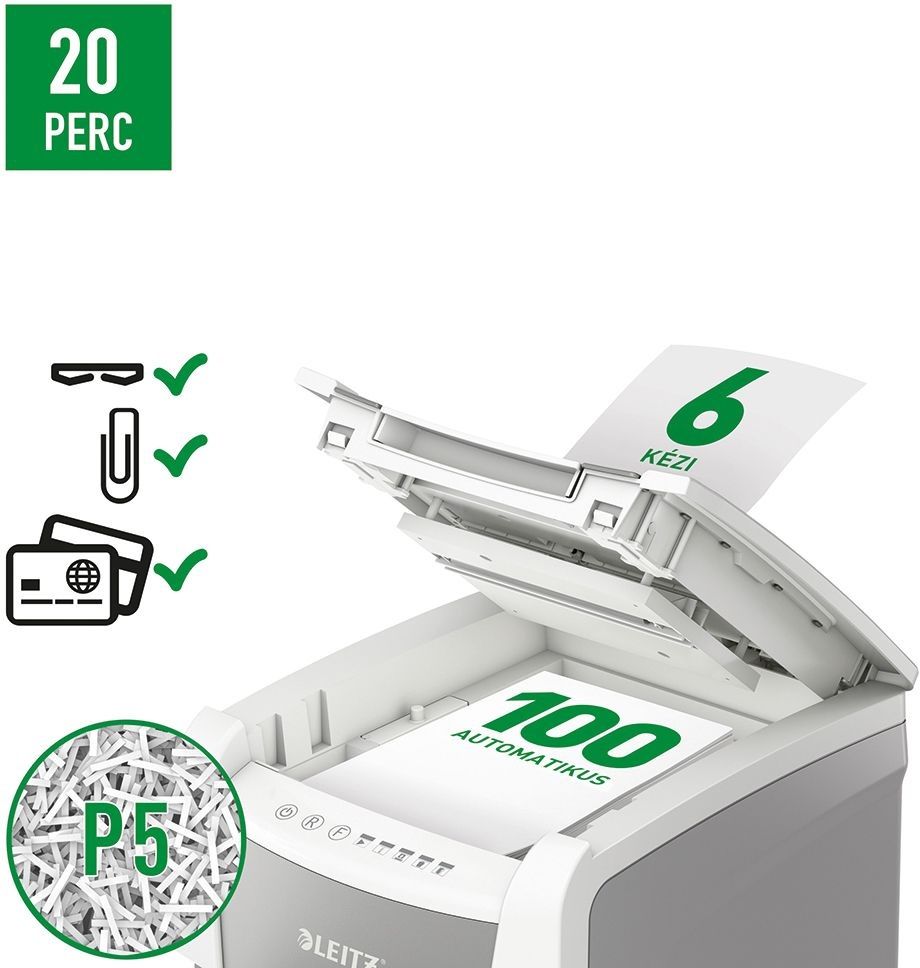 Leitz IQ AutoFeed SmallOffice 100 P5 Pro automata iratmegsemmisítő White