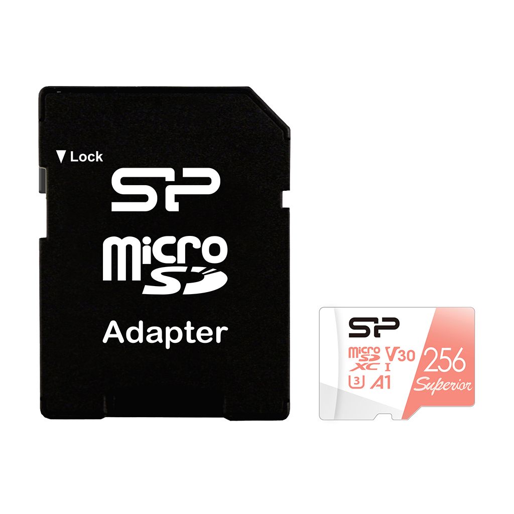 Silicon Power 256GB MicroSDXC Superior UHS-I Class 10 A1 U3 V30 + Adapterrel