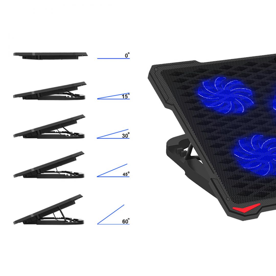 Platinet PLCP5FB Laptop Cooler Pad 5 Fans Blue LED Black