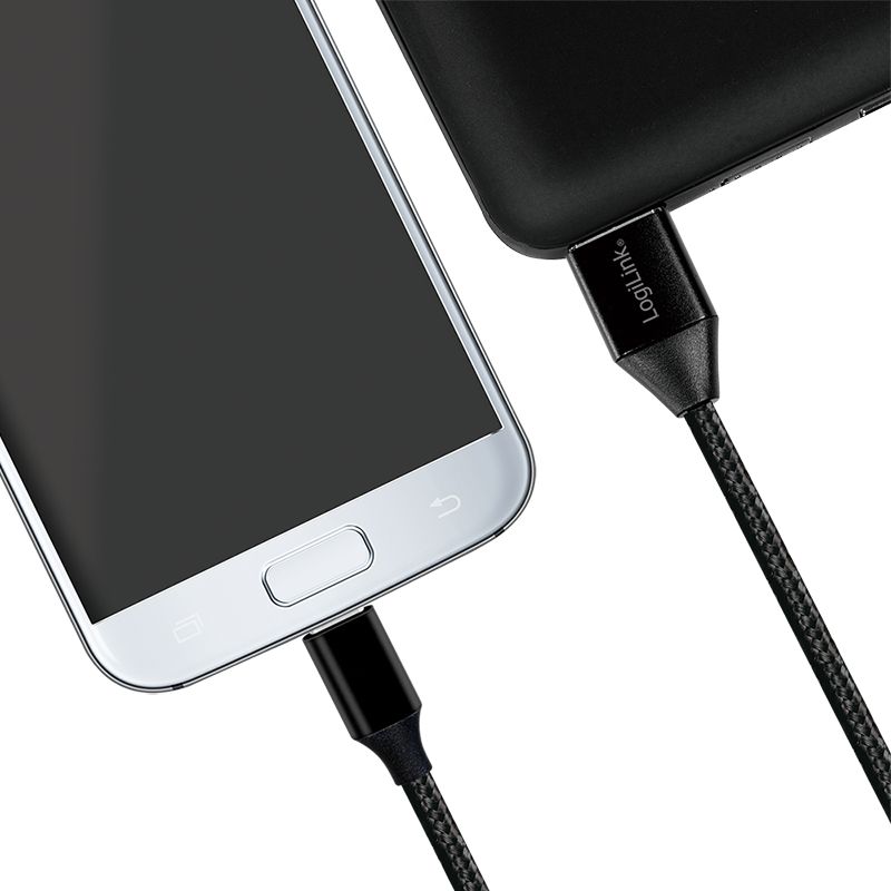 Logilink CU0143 USB 2.0 cable USB-A/M to Micro-USB/M (90°) 0,3m Black