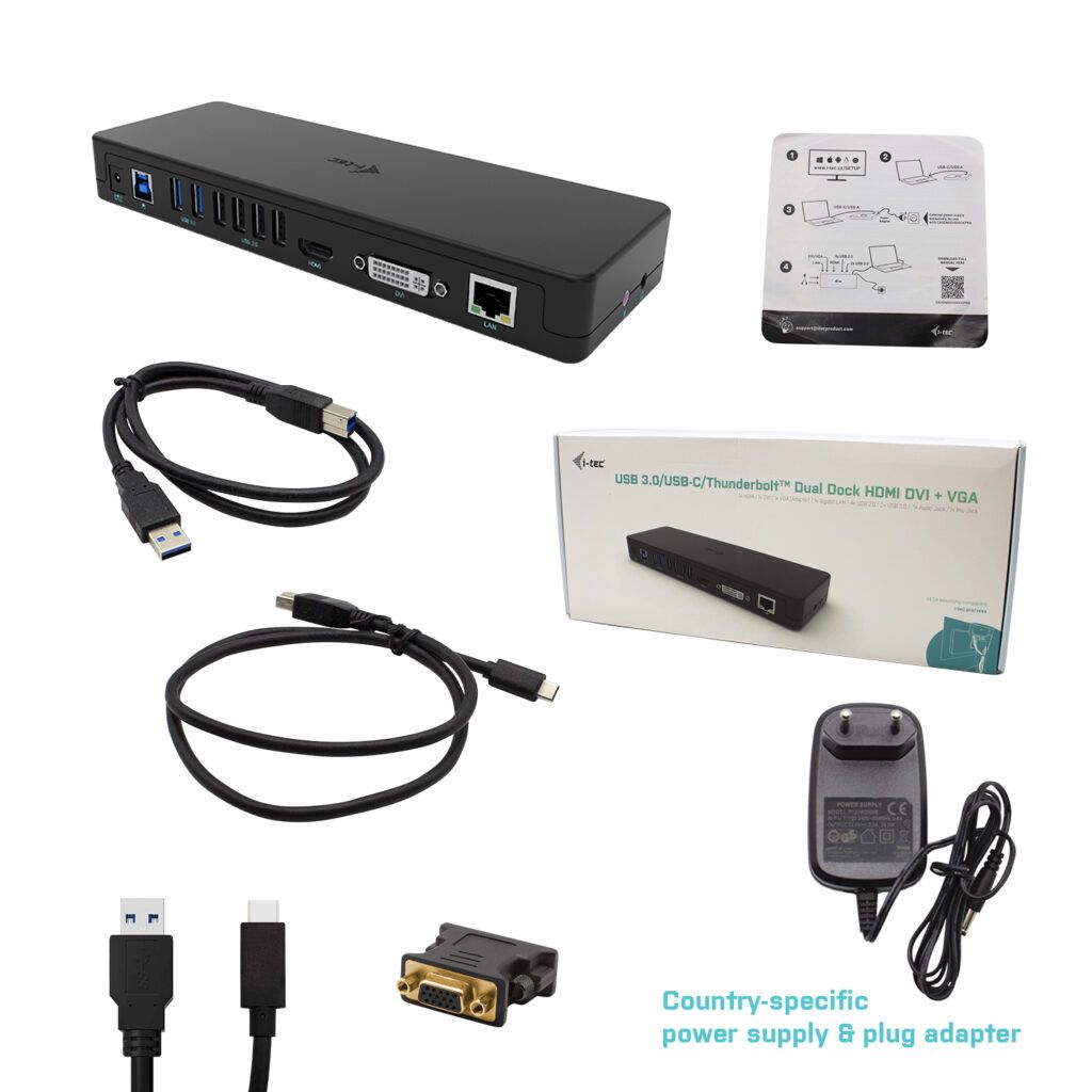 I-TECH USB3.0 / USB-C Dual Display Docking Station