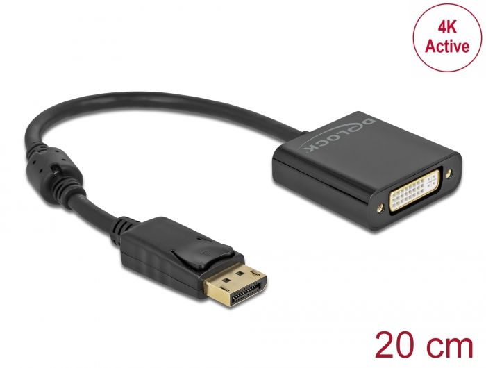 DeLock Displayport 1.2 male > DVI female 4K Active Adapter Black