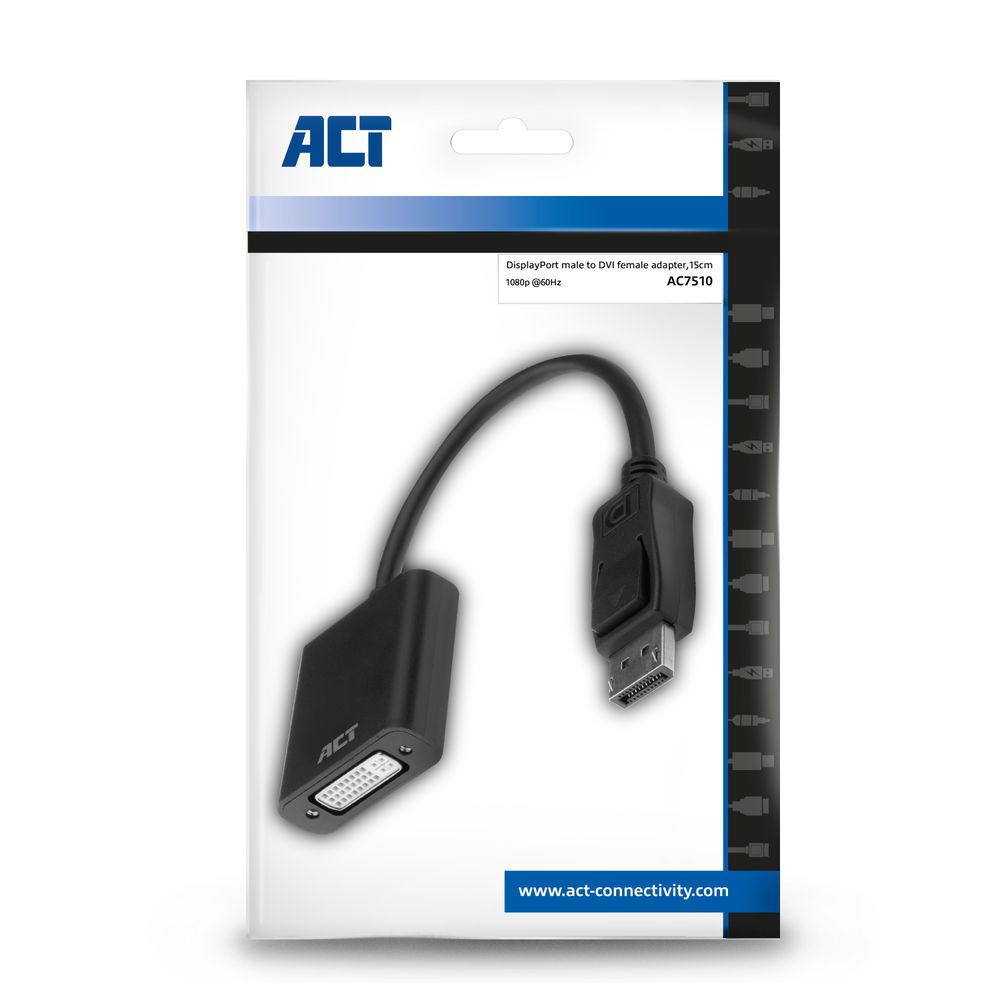 ACT AC7510 DisplayPort - DVI adapter Black