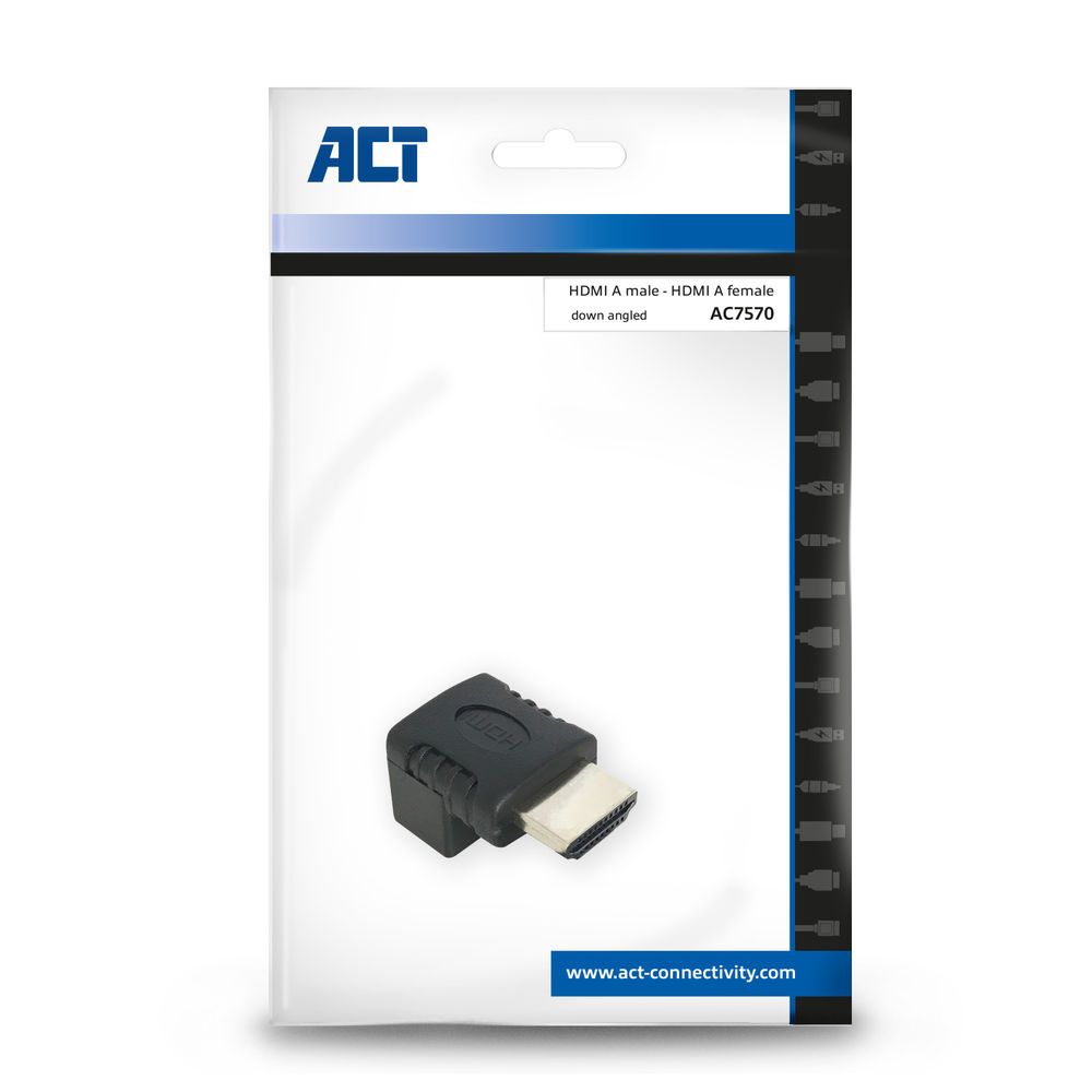 ACT AC7570 HDMI adapter HDMI-A male - HDMI-A female, angled 90° down Black