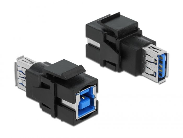 DeLock Keystone Module USB 3.0 A female > USB 3.0 B female Black
