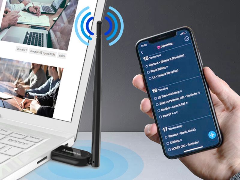 Conceptronic ABBY07B Long Range Bluetooth 5.1 USB Adapter with External Antenna