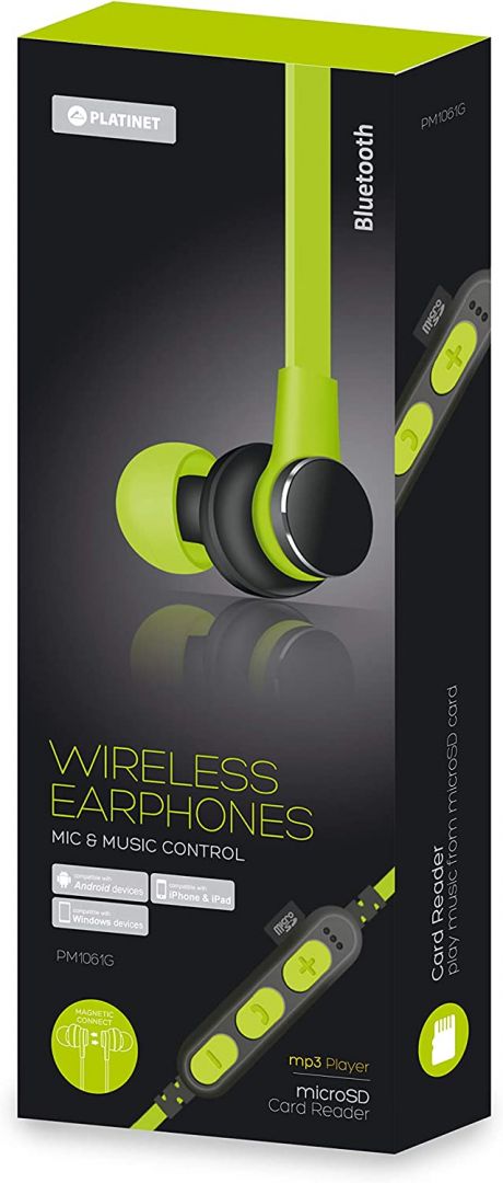 Platinet PM1061G Bluetooth Headset + microSD Card Reader Green