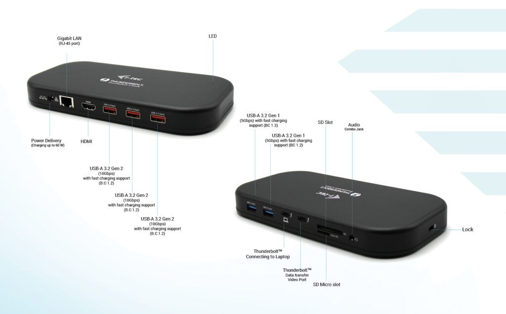I-TEC Thunderbolt 3/USB-C Dual 4K Docking Station + USB-C to DisplayPort Cable 1,5 m + Power Delivery 60W