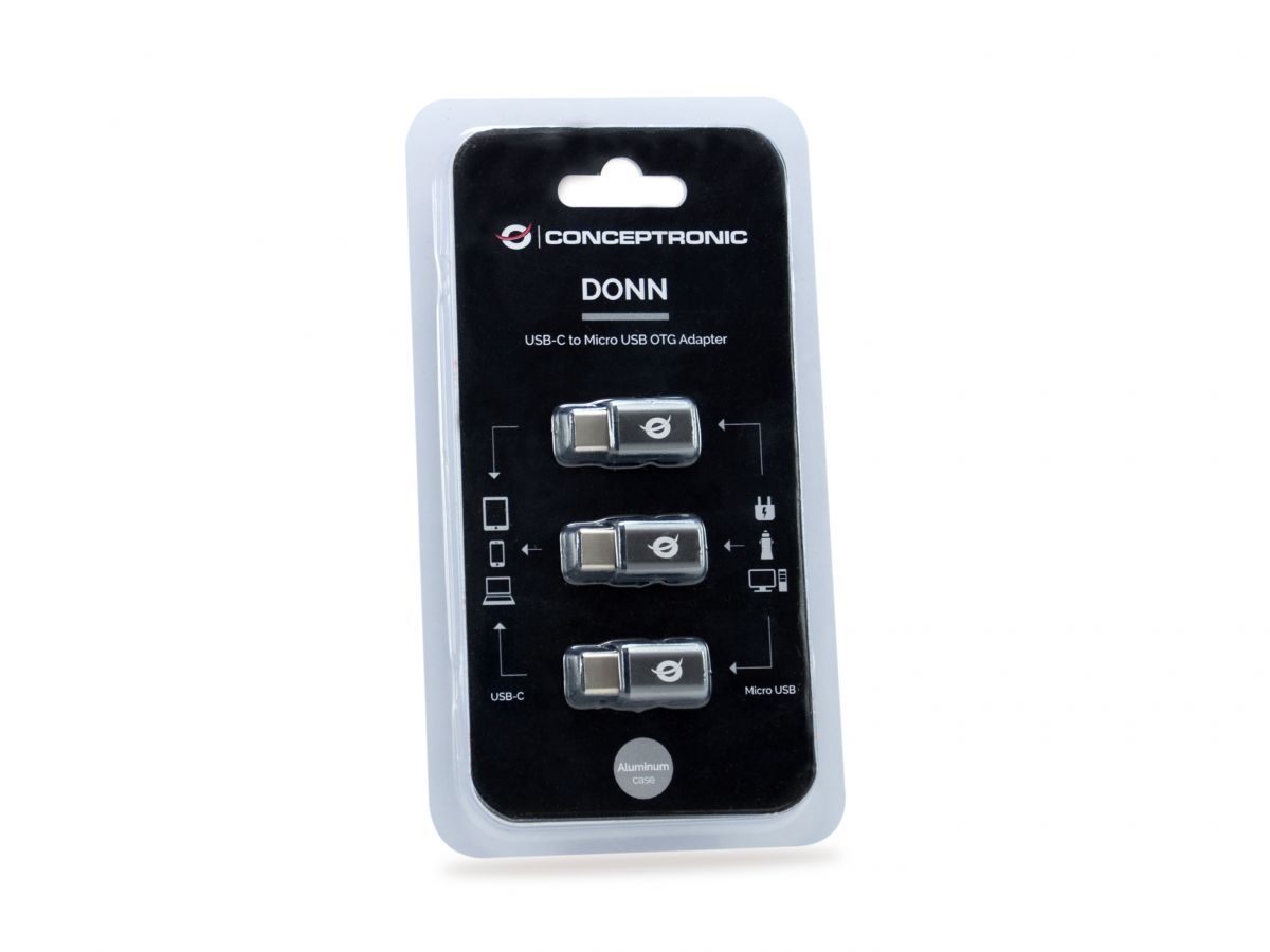 Conceptronic DONN05G USB-C to Micro USB OTG Adapter (3-Pack)