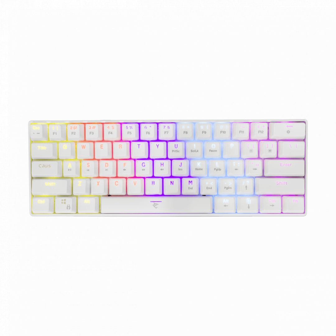 White Shark GK-2022B Shinobi Red Switches Mechanical 60% Gaming Keyboard White US