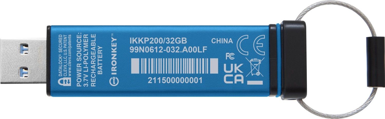 Kingston 32GB IronKey Keypad 200 USB3.2 Blue