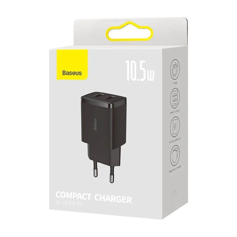 Baseus 2xUSB-A 10,5W Quick Charger Black