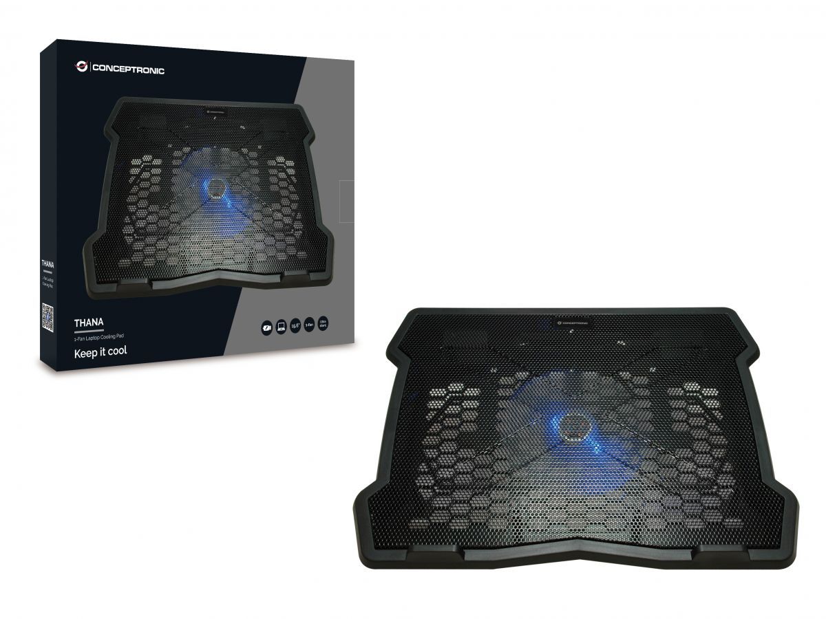 Conceptronic THANA05B 1-Fan Laptop Cooling Pad Black
