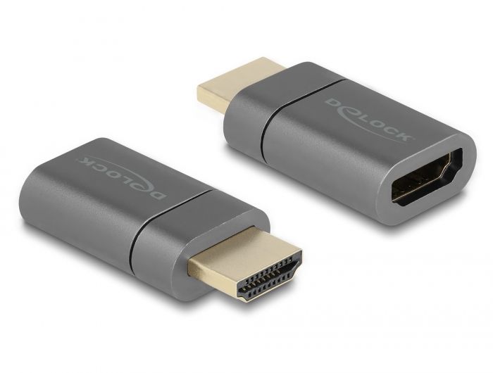 DeLock HDMI Adapter male to female 8K 60 Hz magnetic Grey