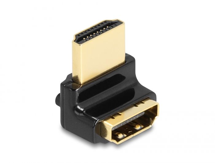 DeLock HDMI Adapter male to female 90° upwards angled 8K 60 Hz metal Black