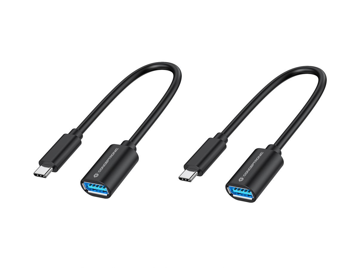 Conceptronic USB-C to USB-A OTG Adapter 20cm Black (2-Pack)