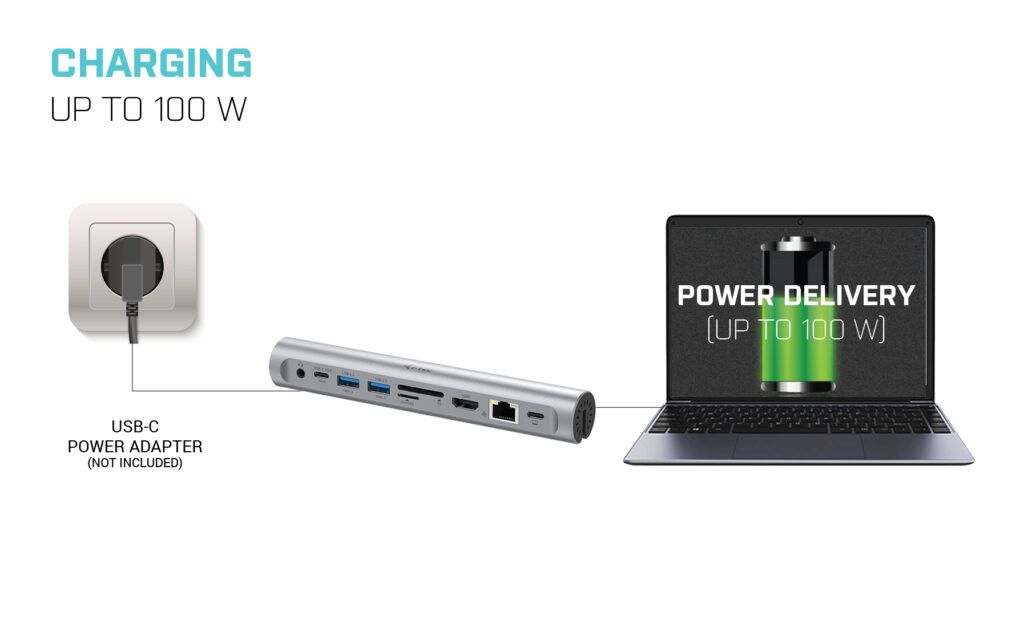 I-TEC Metal Notebook Stand up-to 15.6” with USB-C Docking Station Grey