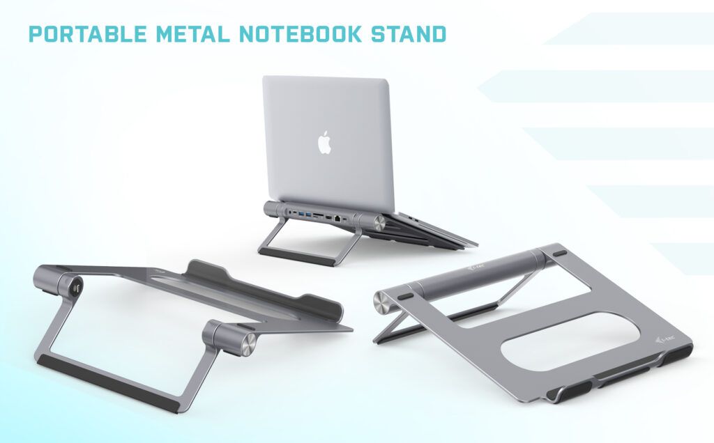 I-TEC Metal Notebook Stand up-to 15.6” with USB-C Docking Station Grey