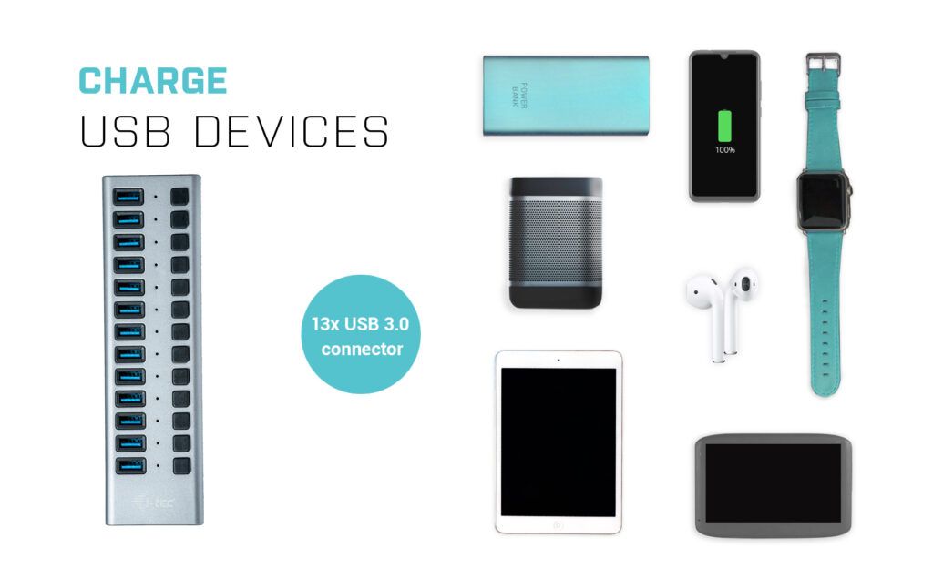 I-TEC 13 port USB 3.0 Charging Hub+Power Adapter 60W Grey