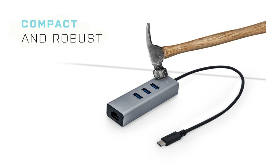 I-TEC 3 port USB-C 3.0 Hub Metal+Gigabit Ethernet adapter Grey